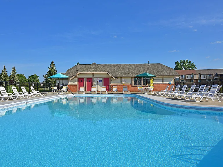 The pool at Grand Bend Club Apartments.