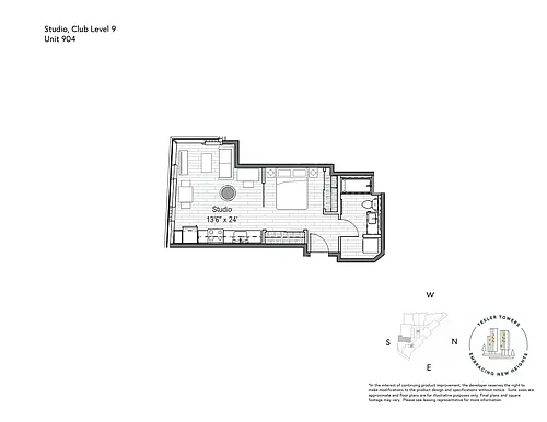 Floor plan Studio 1 Bathroom