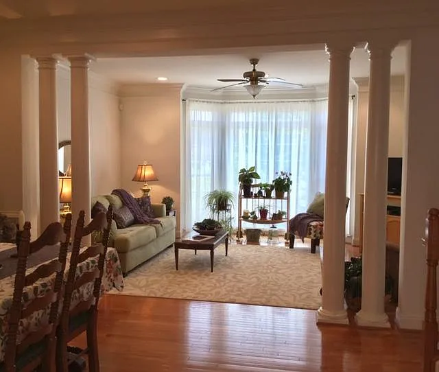 Living Room with ceiling fan