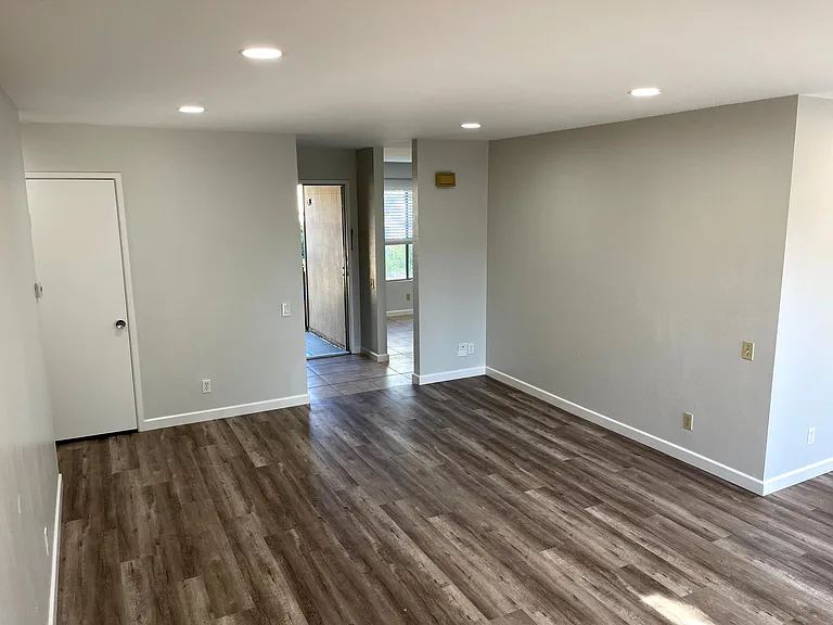 Living Room Family Room with new Vinyl Plank Flooring