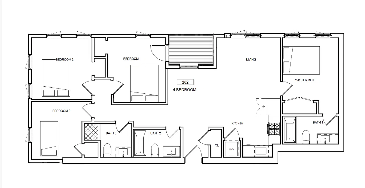 Floor plan 4 bed 3 bath - Sept 1st