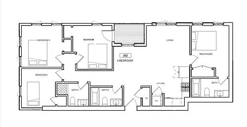 Floor plan 4 bed 3 bath - Sept 1st