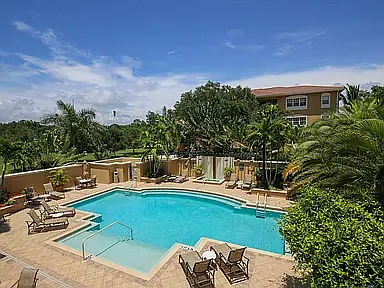 Community heated pool with hot tub