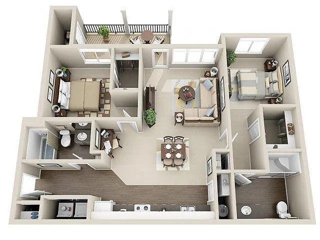Floor plan Two Bedroom Two Bathroom 1103 sf