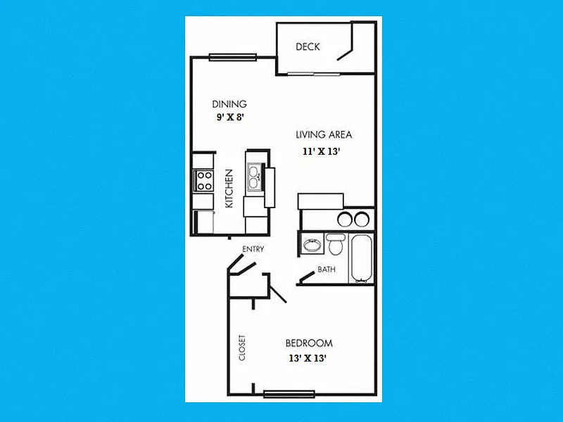 Floor plan One Bedroom, One Bath