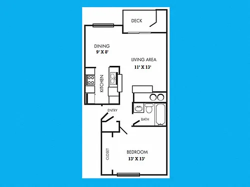 Floor plan One Bedroom, One Bath