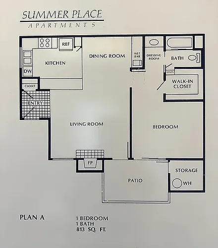 Floor plan 1 Bed 1 Bath Downstairs