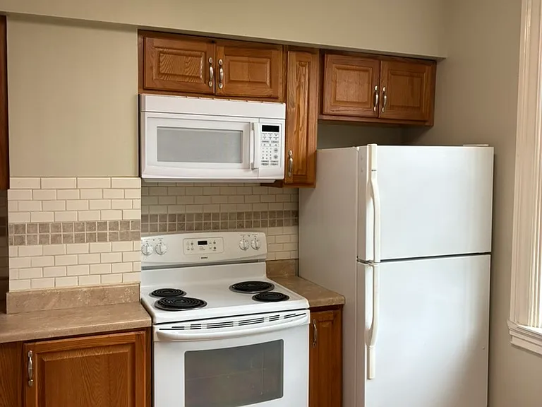 Fridge, stove and microwave
