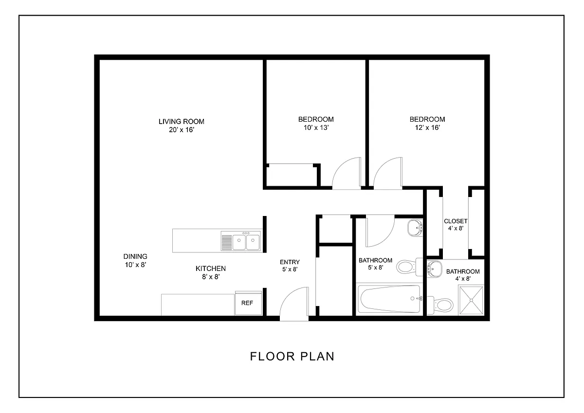 Floor plan 2 Bed 2 Bath