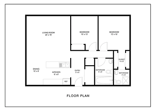 Floor plan 2 Bed 2 Bath