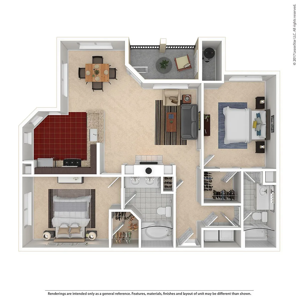 Floor plan B2 - 2 bedroom/2 bath