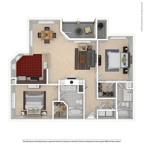 Floor plan B2 - 2 bedroom/2 bath