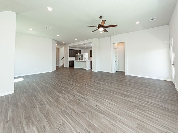 Family Room to Dining Area and Kitchen