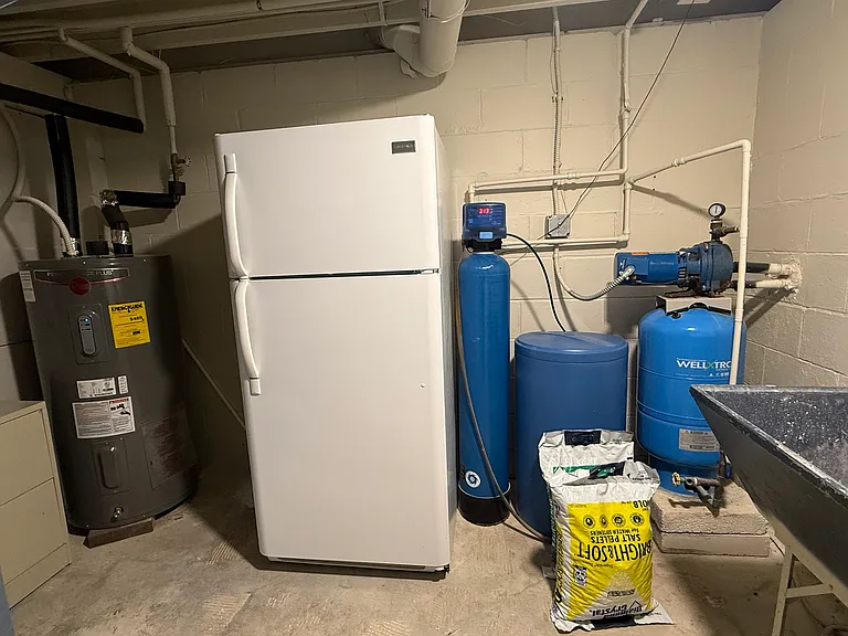 New hot water heater, water softener, utility sink