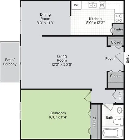 1 Bedroom, 1 Bath (900 sq ft) 1 Bedroom, 1 Bath (900 sq ft)