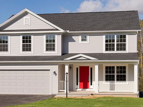 S A Homes Greenwood A floorplan - front exterior view - two story home with front porch, vinyl sidin
