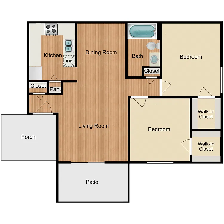 Floor plan 2 Bedroom 1 Bathroom