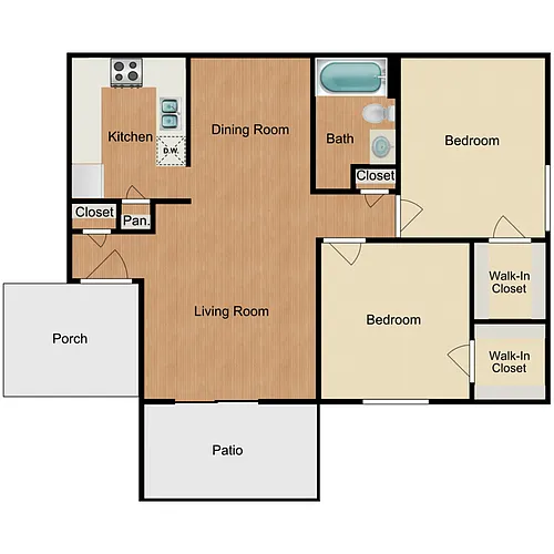 Floor plan 2 Bedroom 1 Bathroom