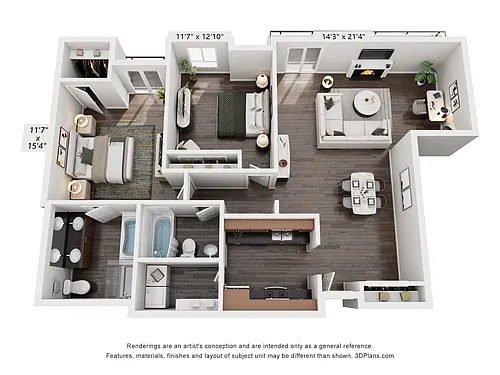 Floor plan 2 Bed, 2 Bath K
