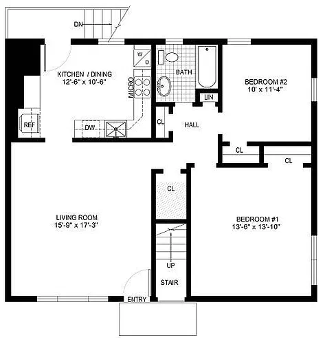 Floor plan Two Bedroom - Upstairs