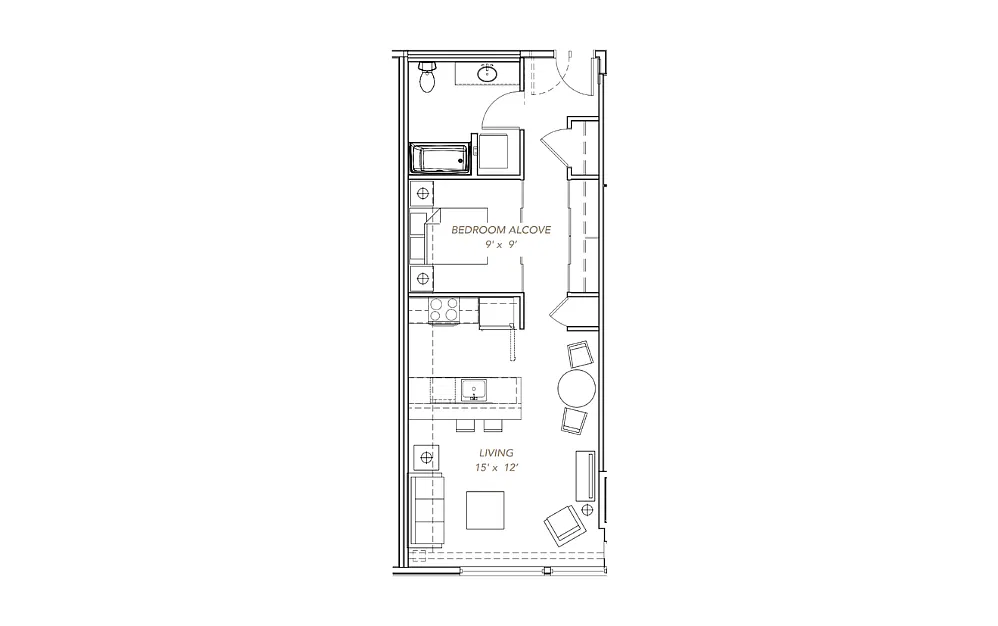 Floor plan GLV - Open 1x1 - A8