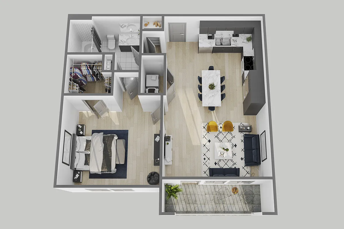 Floor plan 1Bedroom, 1 Bathroom, 702 SQFT