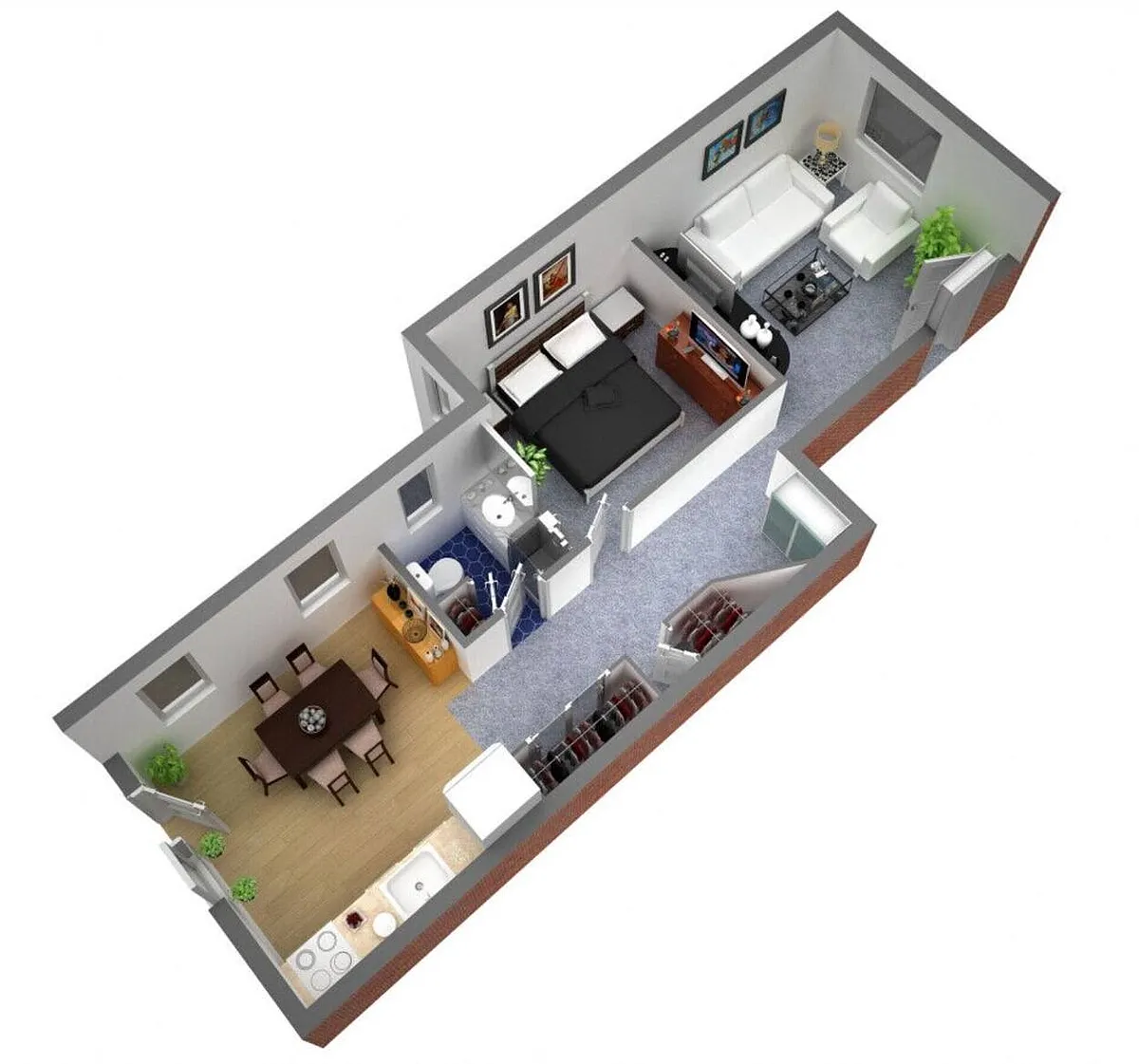 Floor plan West Garrison Street One Bedroom Apartment