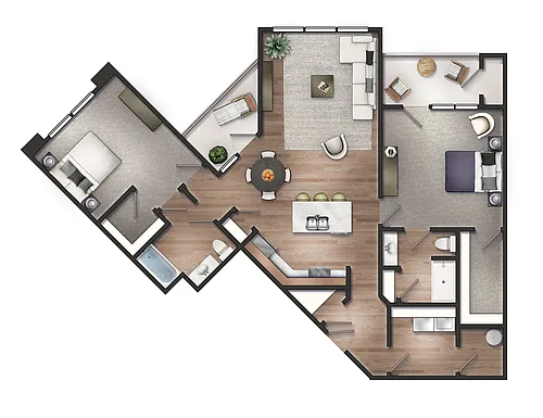 Floor plan 2 Bedroom Luxe Duo