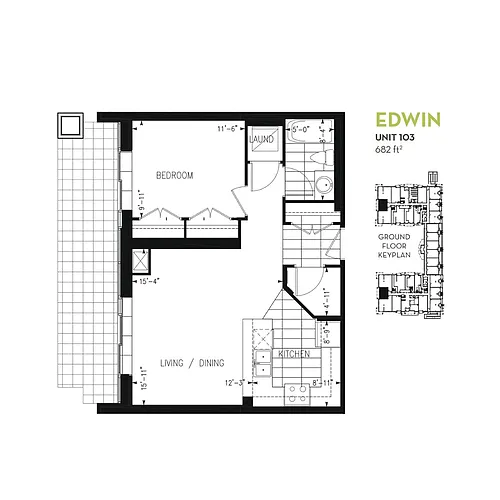 Floor plan 1 Bedroom - The Edwin A