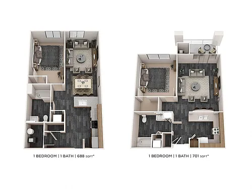 Floor plan One Bedroom - 701 sqft