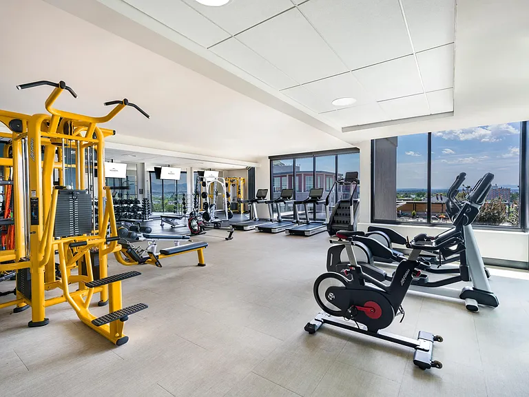 Outfitted with a full suite of cardio and strength equipment, the fitness studio makes it easy to stay active with a view.