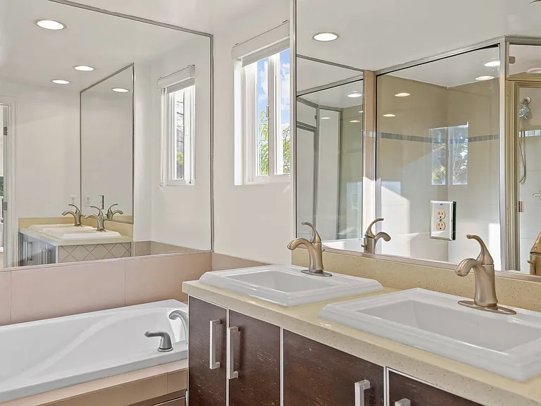 Bathroom with Stand-Up Shower, Full Size Bathtub, and Double Sinks