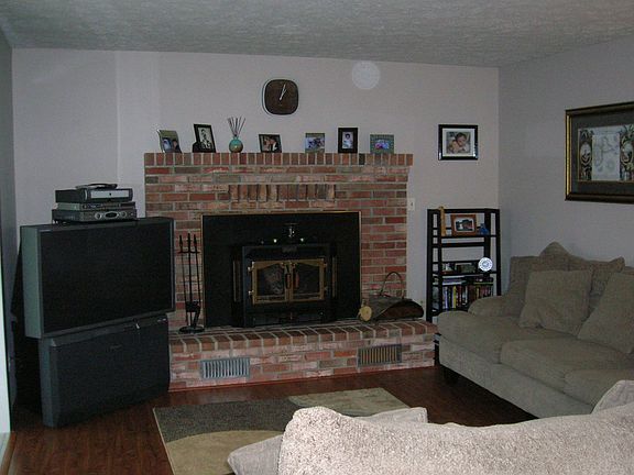 family room with fireplace