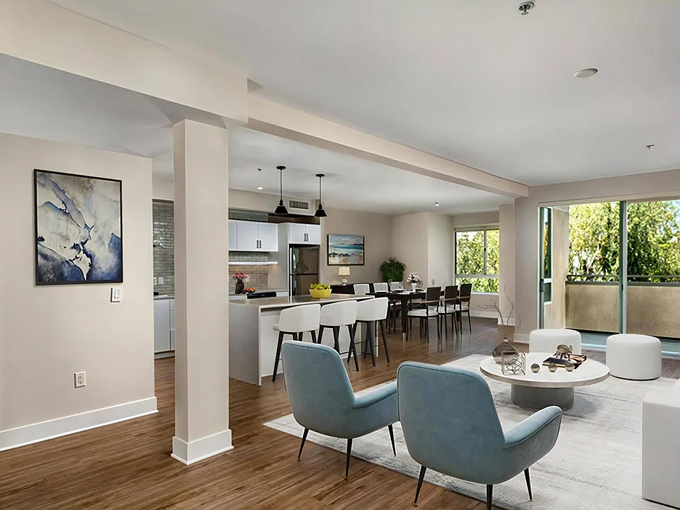 Daylight reaches from the patio doors all the way back to the entry.