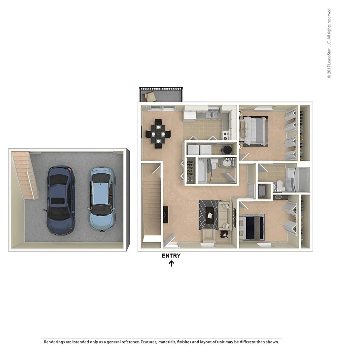 Floor plan South Hampton 2BR 2 Car Garage