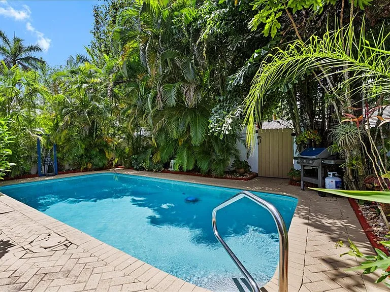 Heated pool for seasonal use.