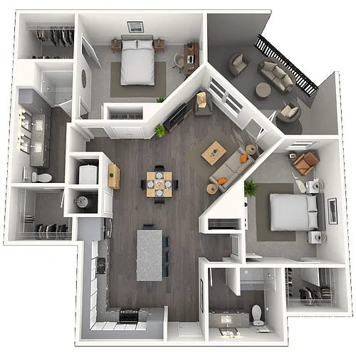 Floor plan B2.1 2x2 1265 SF