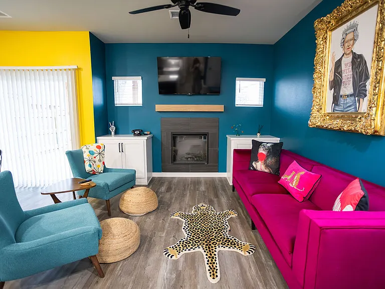 Living room with electric fireplace