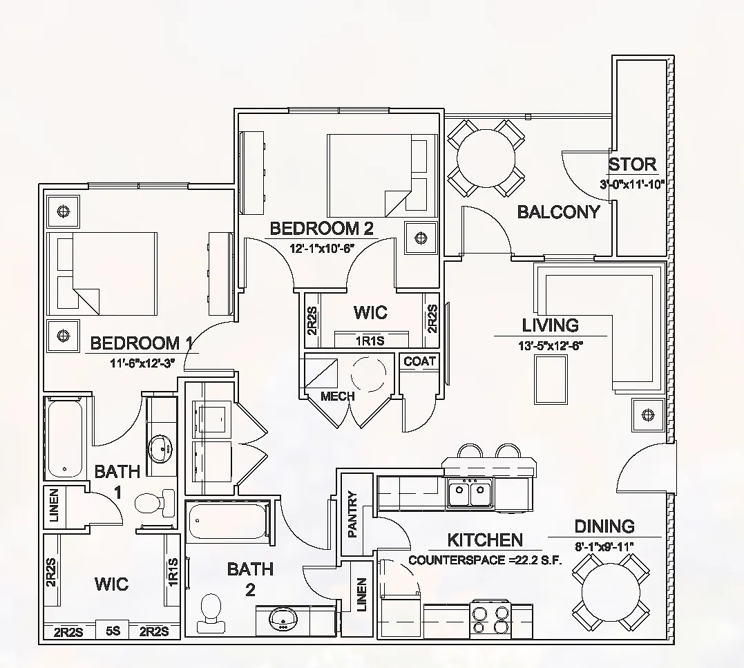 Floor plan 2 X 2