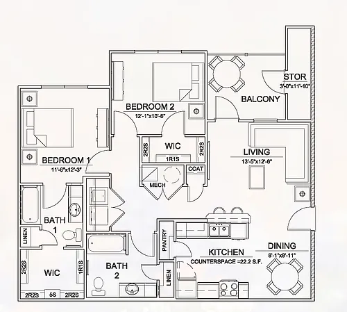 Floor plan 2 X 2