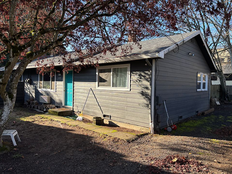 Front door and extra long driveway