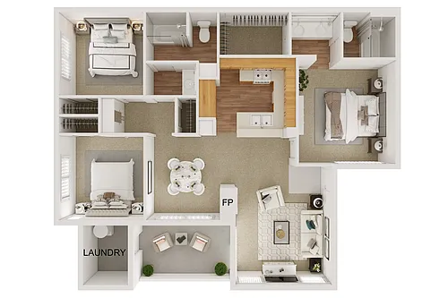 Floor plan 3 Bed 2 Bath A