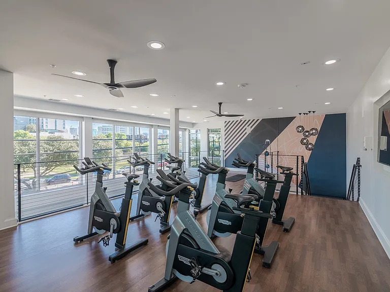 Private Cycle Room in the Fitness Center at Abstract at Design District in Dallas TX, 75207
