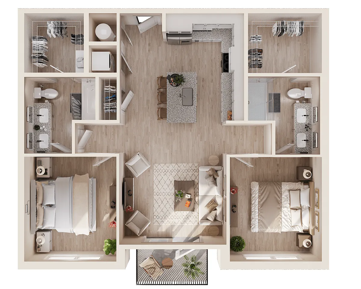 Floor plan B1 Two Bedroom / Two Bath