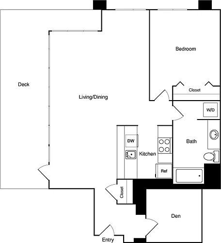 Floor plan 1 Bed 409 - SE