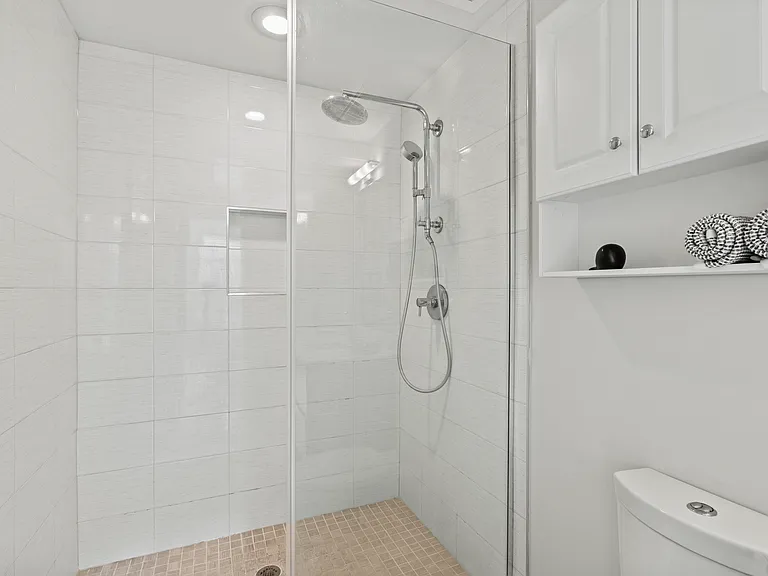 Large, glass-enclosed shower