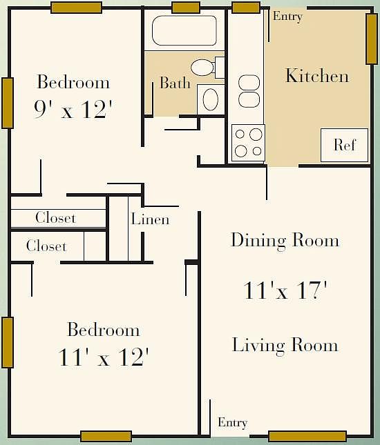 2 Bedroom Duplex Floorplan