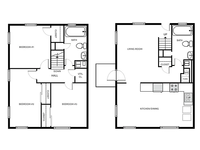 Floor plan 3 BR, 2 BA - Classic