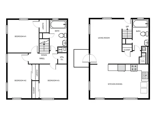 Floor plan 3 BR, 2 BA - Classic