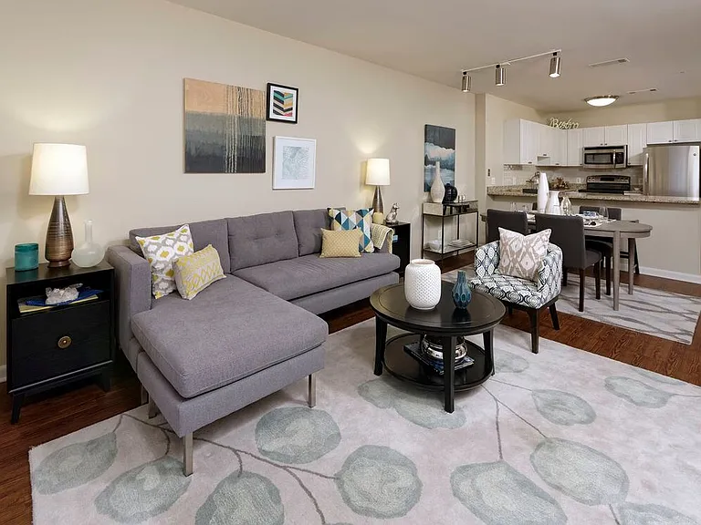 Living and dining areas with hard surface flooring